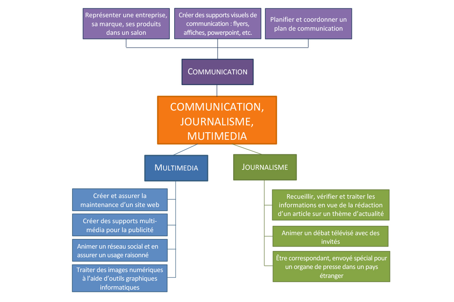 Schéma Comunication, journalisme, multimédia